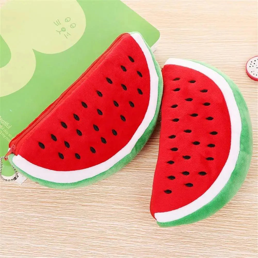 Colorful Watermelon Shaped Plush Soft Students Pencil Case  Makeup Pouch Cute Design
