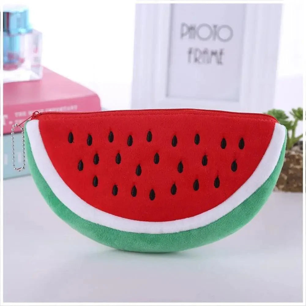 Colorful Watermelon Shaped Plush Soft Students Pencil Case  Makeup Pouch Cute Design