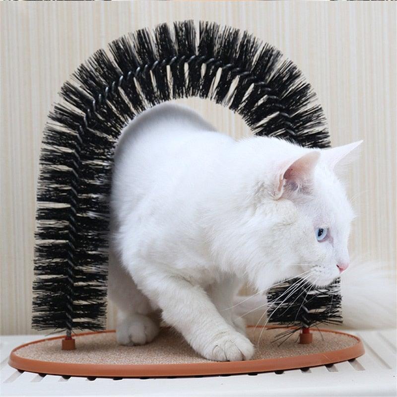 Comfortable Arch Cats Massager Pet Cat Itching Grooming Supplies Round Fleece Base Kitten Toy Scratching Device Brush For Cat Arch Self Grooming and Massaging Brush Toy Pet Scratcher Pads Hair Cleaner