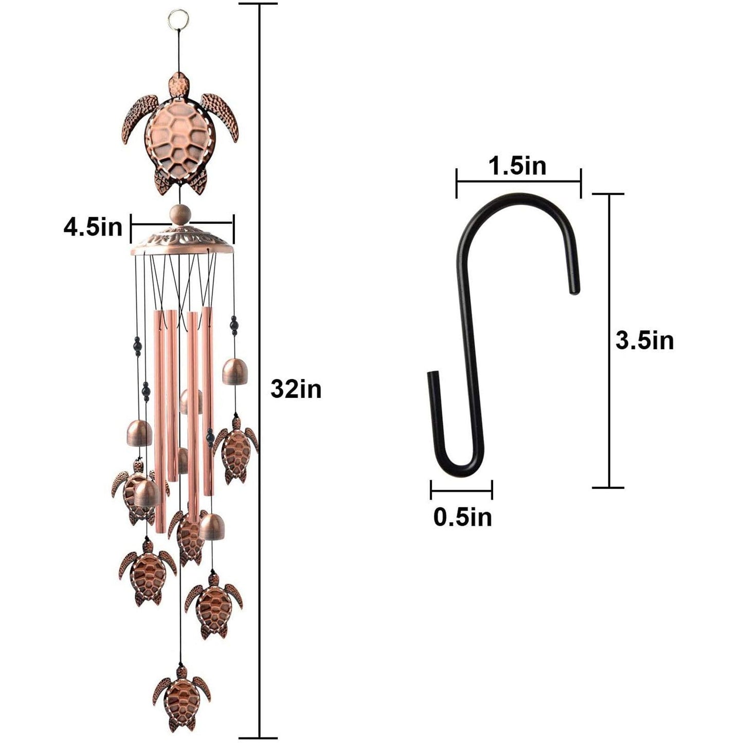 Copper Wind Chimes Outdoor Classic Wind Chimes Memorial Wind Chime Gifts for Grand Mother Garden Yard Decor Gift