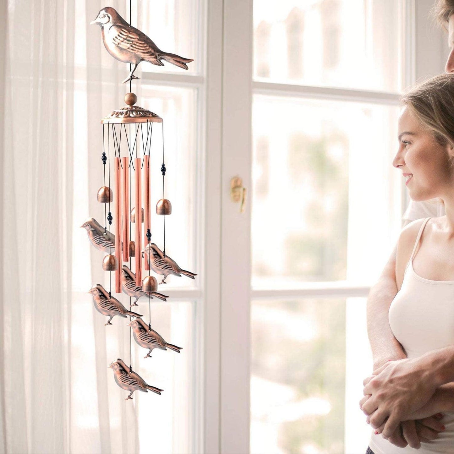 Copper Wind Chimes Outdoor Classic Wind Chimes Memorial Wind Chime Gifts for Grand Mother Garden Yard Decor Gift