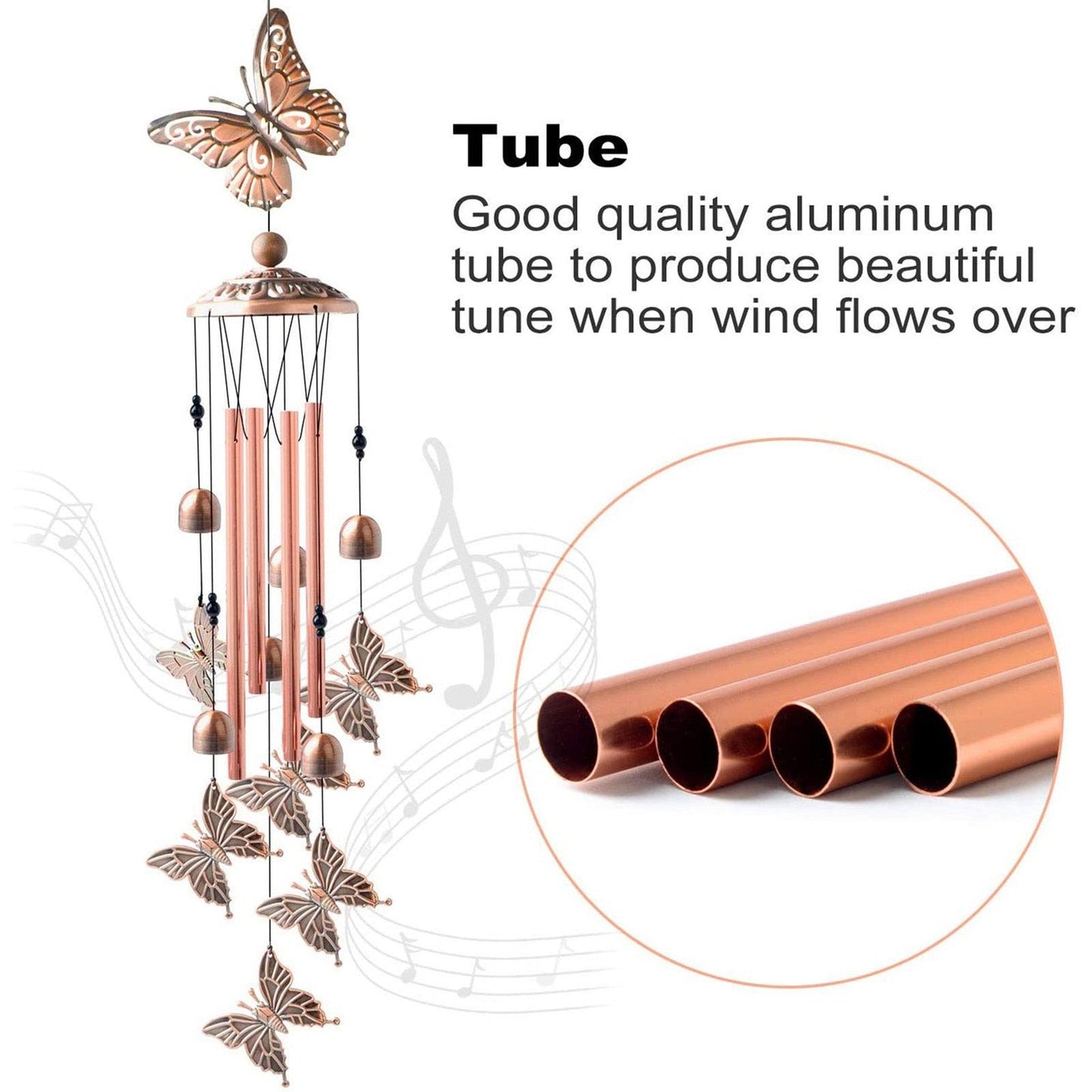 Copper Wind Chimes Outdoor Classic Wind Chimes Memorial Wind Chime Gifts for Grand Mother Garden Yard Decor Gift