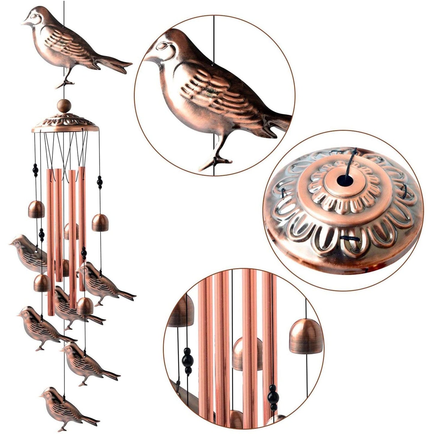 Copper Wind Chimes Outdoor Classic Wind Chimes Memorial Wind Chime Gifts for Grand Mother Garden Yard Decor Gift