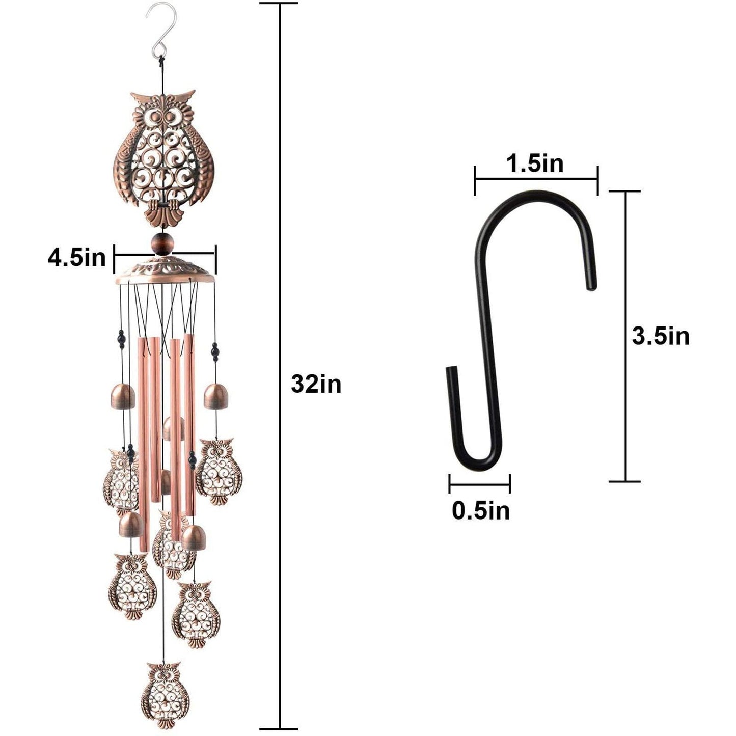 Copper Wind Chimes Outdoor Classic Wind Chimes Memorial Wind Chime Gifts for Grand Mother Garden Yard Decor Gift