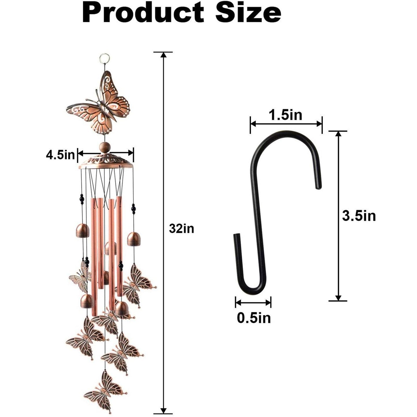 Copper Wind Chimes Outdoor Classic Wind Chimes Memorial Wind Chime Gifts for Grand Mother Garden Yard Decor Gift