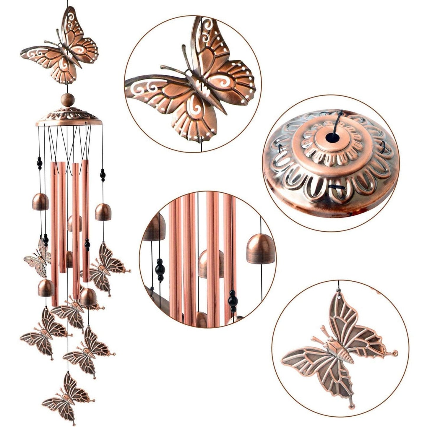 Copper Wind Chimes Outdoor Classic Wind Chimes Memorial Wind Chime Gifts for Grand Mother Garden Yard Decor Gift