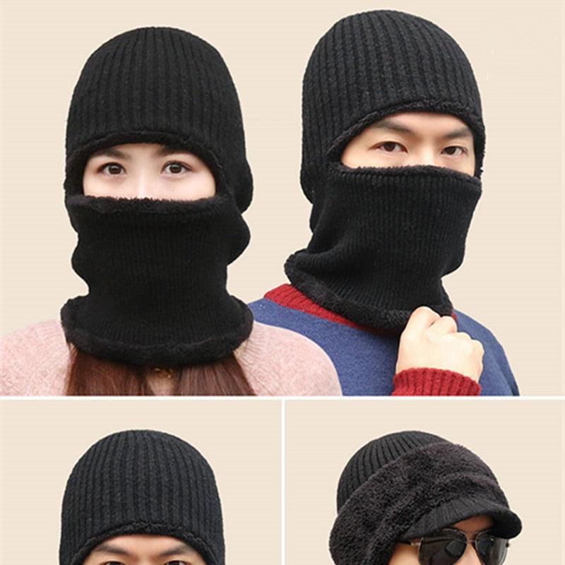 Coral Fleece Winter hat Beanies Hat Scarf Warm Breathable Wool Knitted Hat For women Double Layers Protection Cap Mask Scarf Hat Set Outdoor Sport Warm Beanies Hat For Men Knitted Hats Bandana Hiking Camping Kid Neck Warmer Cap