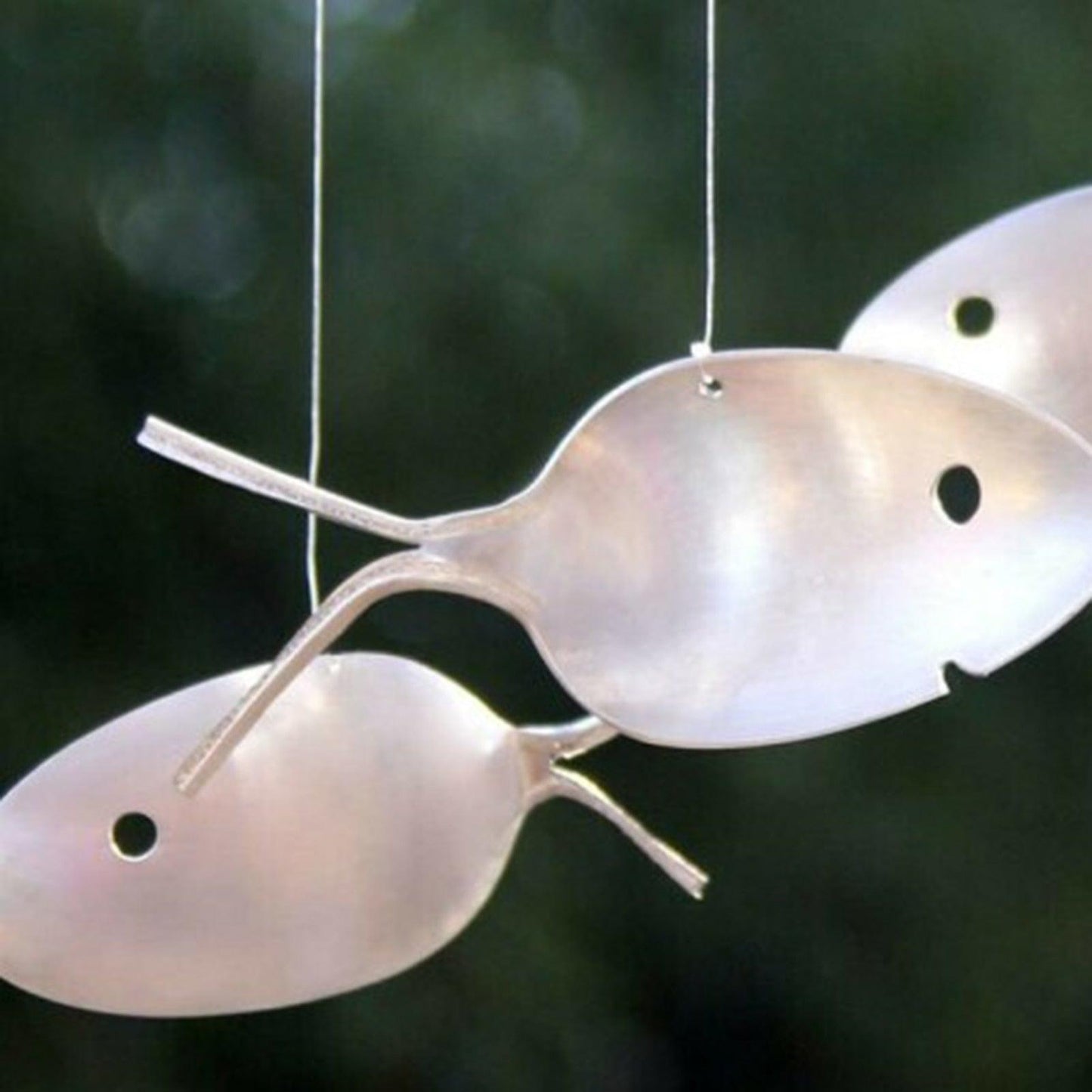 Creative Fishing Man Spoon Fish Sculptures Wind Chime Home Bedroom Painted Fish Mobile Tropical Fish Home Decor  Yard Garden Hanging Ornament Decoration