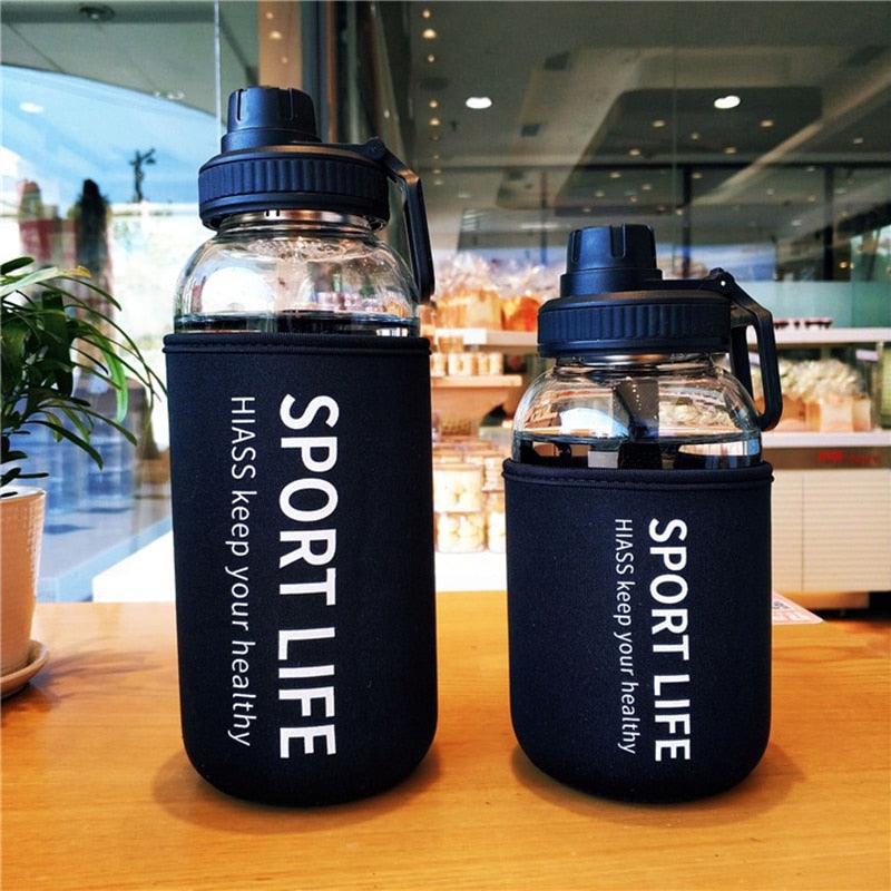 Creative Water Bottle Glass Drink Bottles For Camping Hiking Climbing Sport Bottle Portable Bottle Drinkware Eco-friendly Wide Mouth Glass Drinking Water Bottle Reusable Sport Water Bottles for Gym Hiking