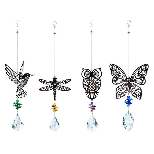 Crystal Garden Sun-catcher Hanging Crystals Prisms Ornament For Window Glass Chandelier Solar Hummingbird Owl Wind Chimes Rainbow Chaser  Garden Hanging  Curtain Pendant Home Decor Gift Boxed Sun Catcher Gift Idea For Mom Friends Grandma Hummingbird
