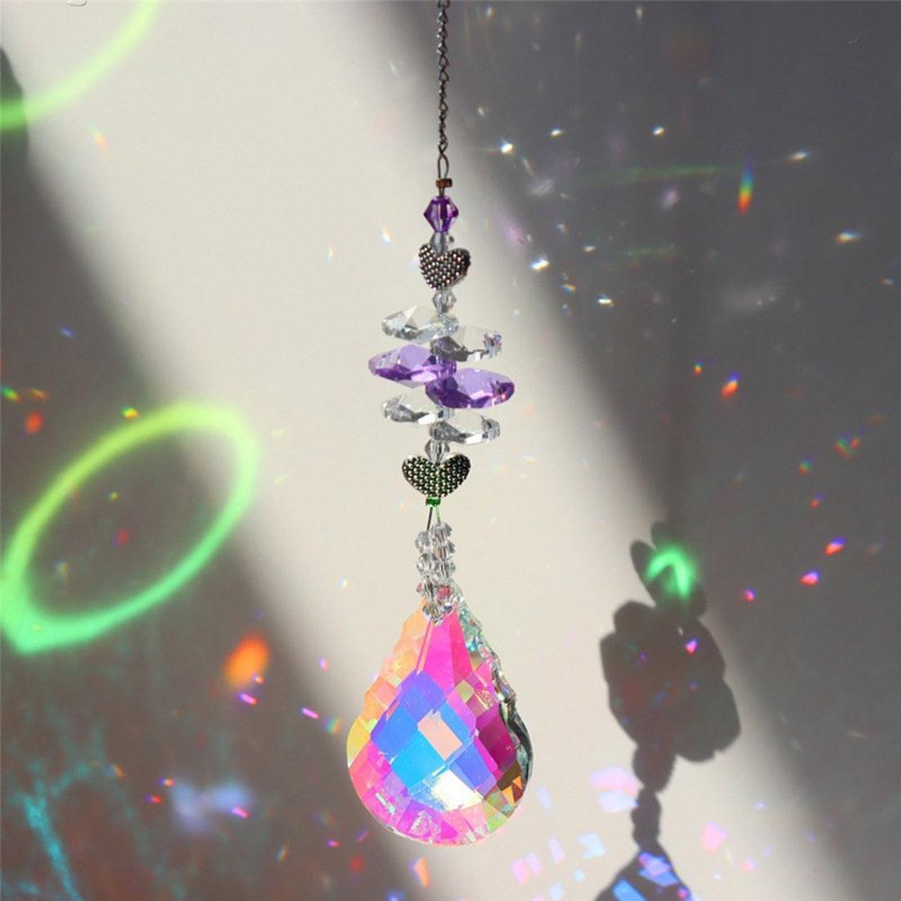 Crystal Wind Star Moon Pendant Handmade Sun Catcher Light Catcher Newly Designed Prism Crystal Colorful Light Prism Chandelier Glass Crystal Pendant Pearl Yarn Gift Handmade Garden Window Wedding Curtain Chandelier