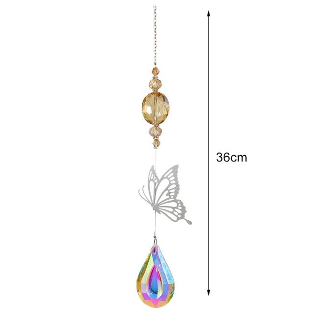 Crystal Wind Star Moon Pendant Handmade Sun Catcher Light Catcher Newly Designed Prism Crystal Colorful Light Prism Chandelier Glass Crystal Pendant Pearl Yarn Gift Handmade Garden Window Wedding Curtain Chandelier