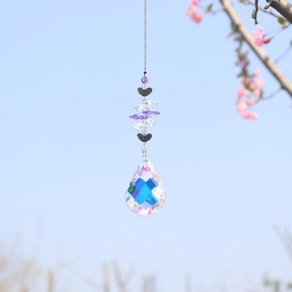 Crystal Wind Star Moon Pendant Handmade Sun Catcher Light Catcher Newly Designed Prism Crystal Colorful Light Prism Chandelier Glass Crystal Pendant Pearl Yarn Gift Handmade Garden Window Wedding Curtain Chandelier