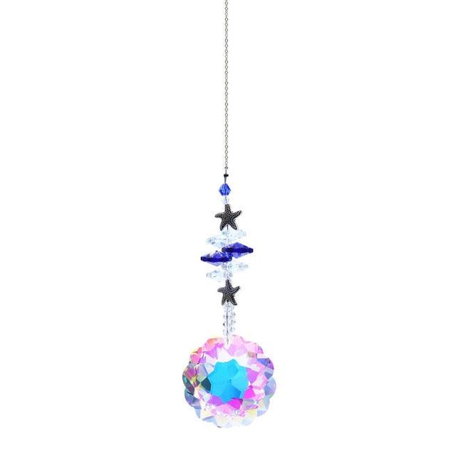 Crystal Wind Star Moon Pendant Handmade Sun Catcher Light Catcher Newly Designed Prism Crystal Colorful Light Prism Chandelier Glass Crystal Pendant Pearl Yarn Gift Handmade Garden Window Wedding Curtain Chandelier