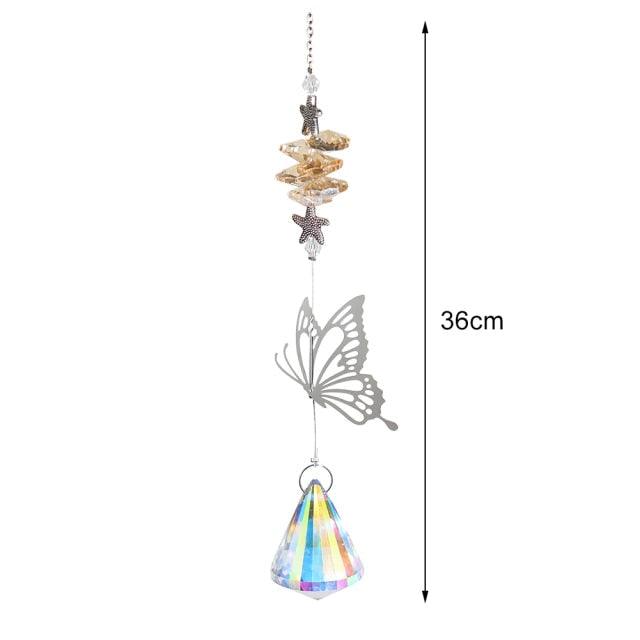 Crystal Wind Star Moon Pendant Handmade Sun Catcher Light Catcher Newly Designed Prism Crystal Colorful Light Prism Chandelier Glass Crystal Pendant Pearl Yarn Gift Handmade Garden Window Wedding Curtain Chandelier