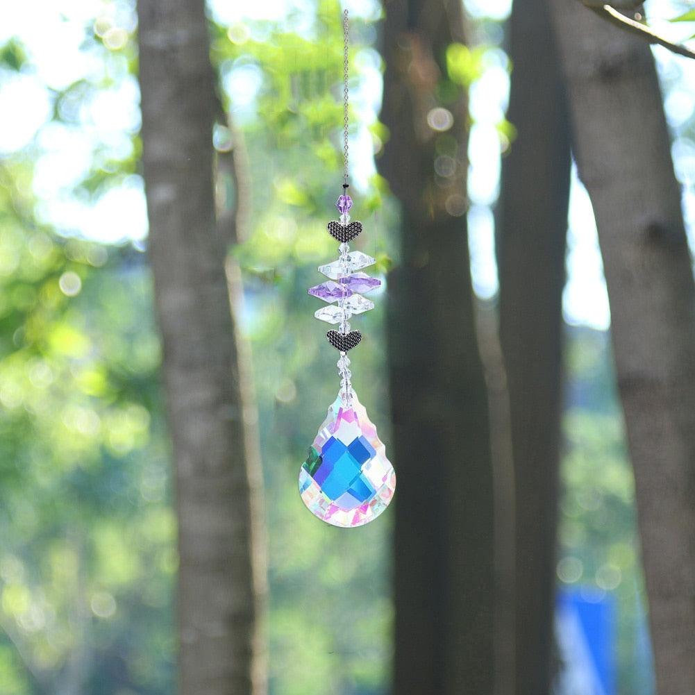 Crystal Wind Star Moon Pendant Handmade Sun Catcher Light Catcher Newly Designed Prism Crystal Colorful Light Prism Chandelier Glass Crystal Pendant Pearl Yarn Gift Handmade Garden Window Wedding Curtain Chandelier