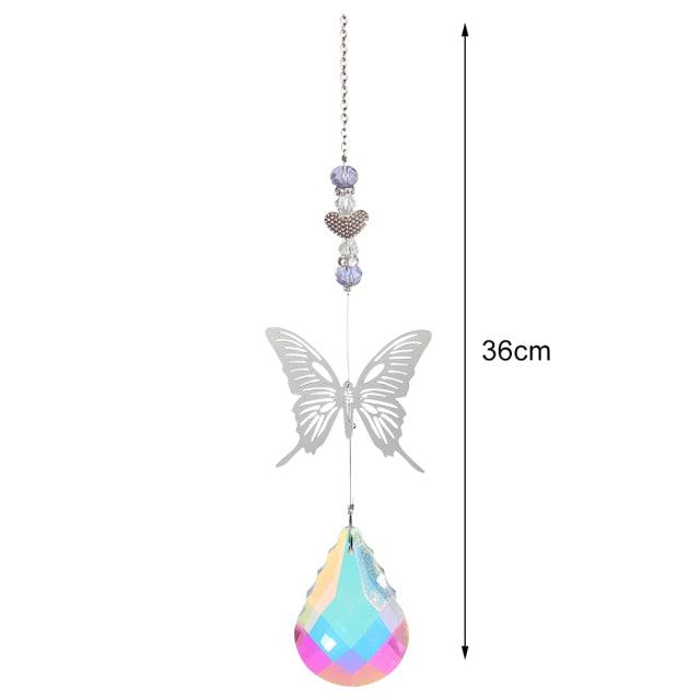 Crystal Wind Star Moon Pendant Handmade Sun Catcher Light Catcher Newly Designed Prism Crystal Colorful Light Prism Chandelier Glass Crystal Pendant Pearl Yarn Gift Handmade Garden Window Wedding Curtain Chandelier
