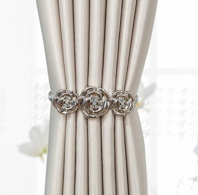 Curtain Tieback High Quality Elastic Holder Hook Buckle Clip Pretty And Fashion Polyester Decorative Home Accessories Leaves Curtain Holder Holdback For Window Drapery Convenient Office Home Decoration Buckle Holdbacks Curtain Straps