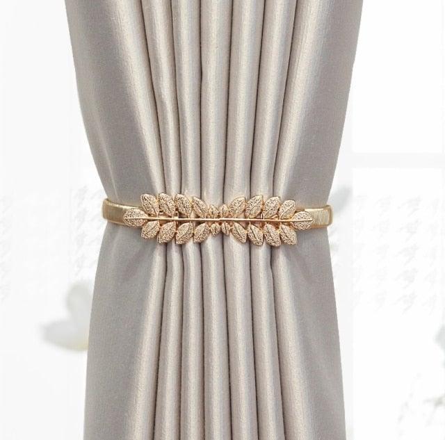 Curtain Tieback High Quality Elastic Holder Hook Buckle Clip Pretty And Fashion Polyester Decorative Home Accessories Leaves Curtain Holder Holdback For Window Drapery Convenient Office Home Decoration Buckle Holdbacks Curtain Straps
