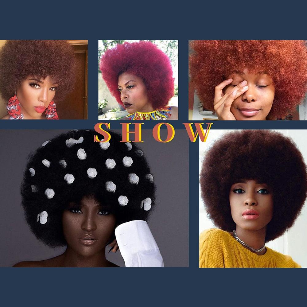 Cute Afro Wig Women Short Fluffy Hair Wigs with Bangs For Black Women Kinky curly Synthetic Hair For Party Dance Cosplay Wigs For Black Women Cosplay Wigs For Women