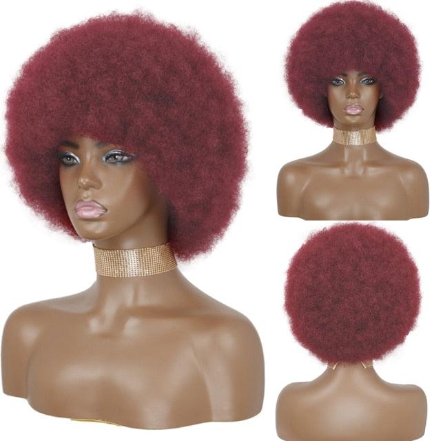 Cute Afro Wig Women Short Fluffy Hair Wigs with Bangs For Black Women Kinky curly Synthetic Hair For Party Dance Cosplay Wigs For Black Women Cosplay Wigs For Women