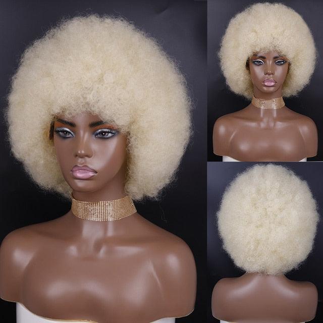 Cute Afro Wig Women Short Fluffy Hair Wigs with Bangs For Black Women Kinky curly Synthetic Hair For Party Dance Cosplay Wigs For Black Women Cosplay Wigs For Women