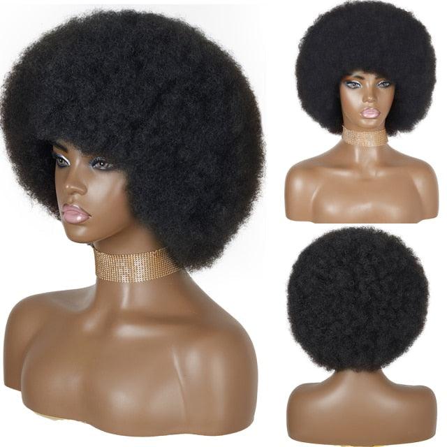 Cute Afro Wig Women Short Fluffy Hair Wigs with Bangs For Black Women Kinky curly Synthetic Hair For Party Dance Cosplay Wigs For Black Women Cosplay Wigs For Women