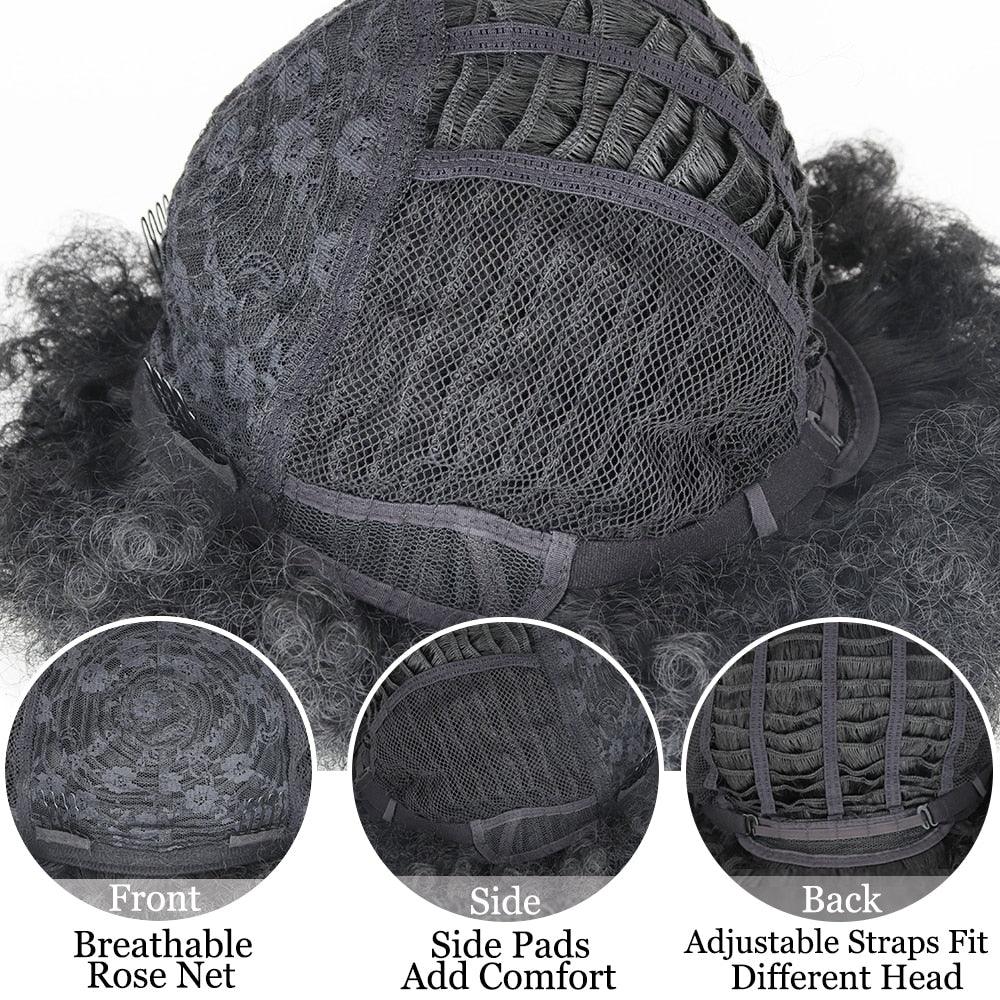 Cute Afro Wig Women Short Fluffy Hair Wigs with Bangs For Black Women Kinky curly Synthetic Hair For Party Dance Cosplay Wigs For Black Women Cosplay Wigs For Women