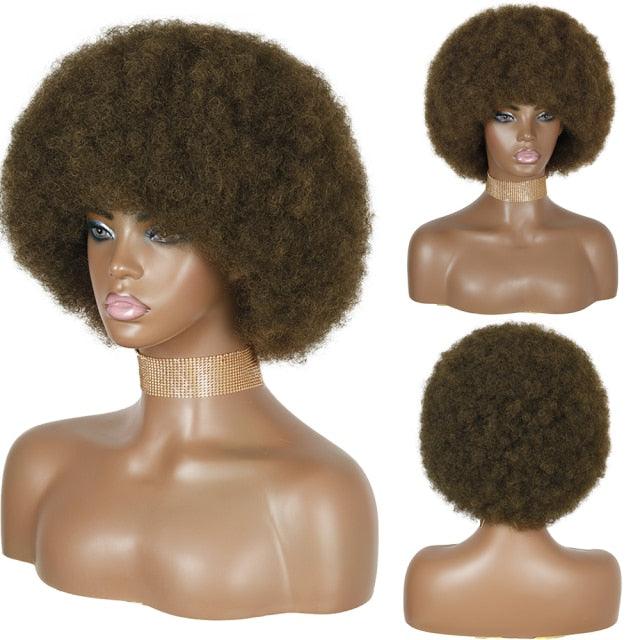 Cute Afro Wig Women Short Fluffy Hair Wigs with Bangs For Black Women Kinky curly Synthetic Hair For Party Dance Cosplay Wigs For Black Women Cosplay Wigs For Women