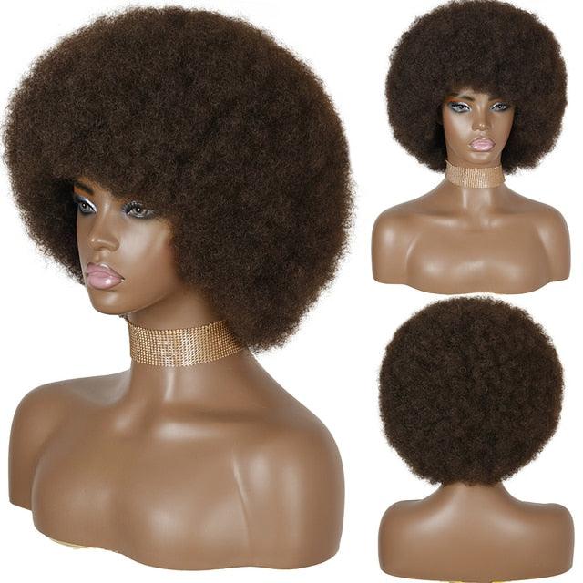 Cute Afro Wig Women Short Fluffy Hair Wigs with Bangs For Black Women Kinky curly Synthetic Hair For Party Dance Cosplay Wigs For Black Women Cosplay Wigs For Women