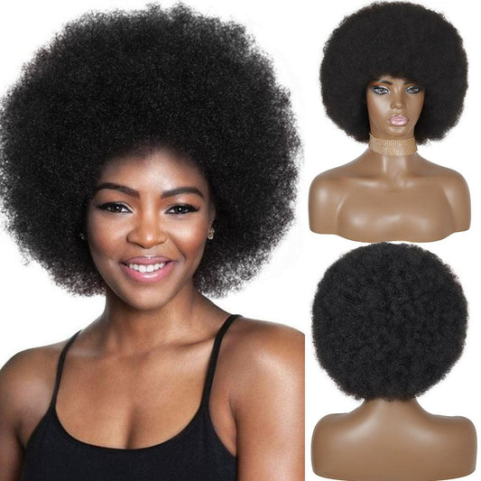Cute Afro Wig Women Short Fluffy Hair Wigs with Bangs For Black Women Kinky curly Synthetic Hair For Party Dance Cosplay Wigs For Black Women Cosplay Wigs For Women