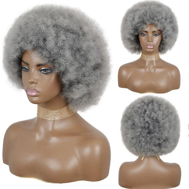 Cute Afro Wig Women Short Fluffy Hair Wigs with Bangs For Black Women Kinky curly Synthetic Hair For Party Dance Cosplay Wigs For Black Women Cosplay Wigs For Women
