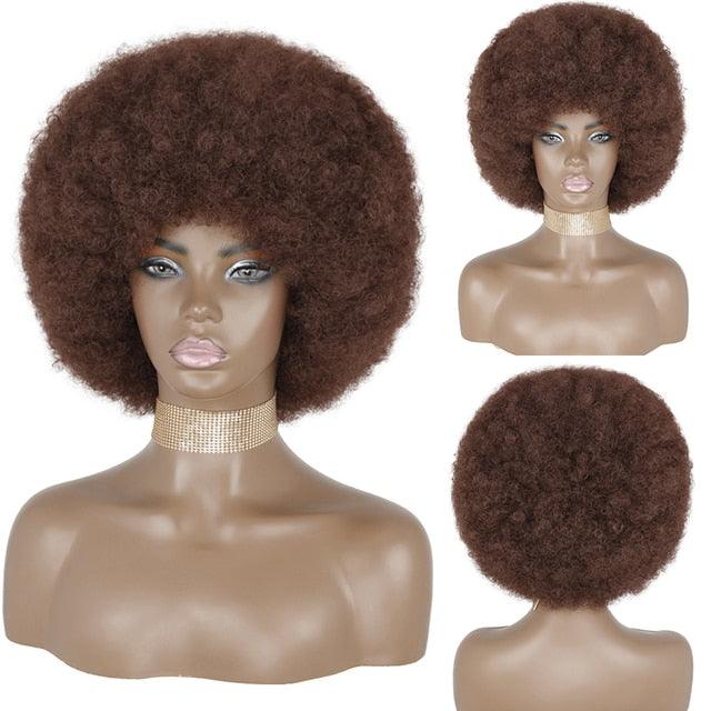 Cute Afro Wig Women Short Fluffy Hair Wigs with Bangs For Black Women Kinky curly Synthetic Hair For Party Dance Cosplay Wigs For Black Women Cosplay Wigs For Women