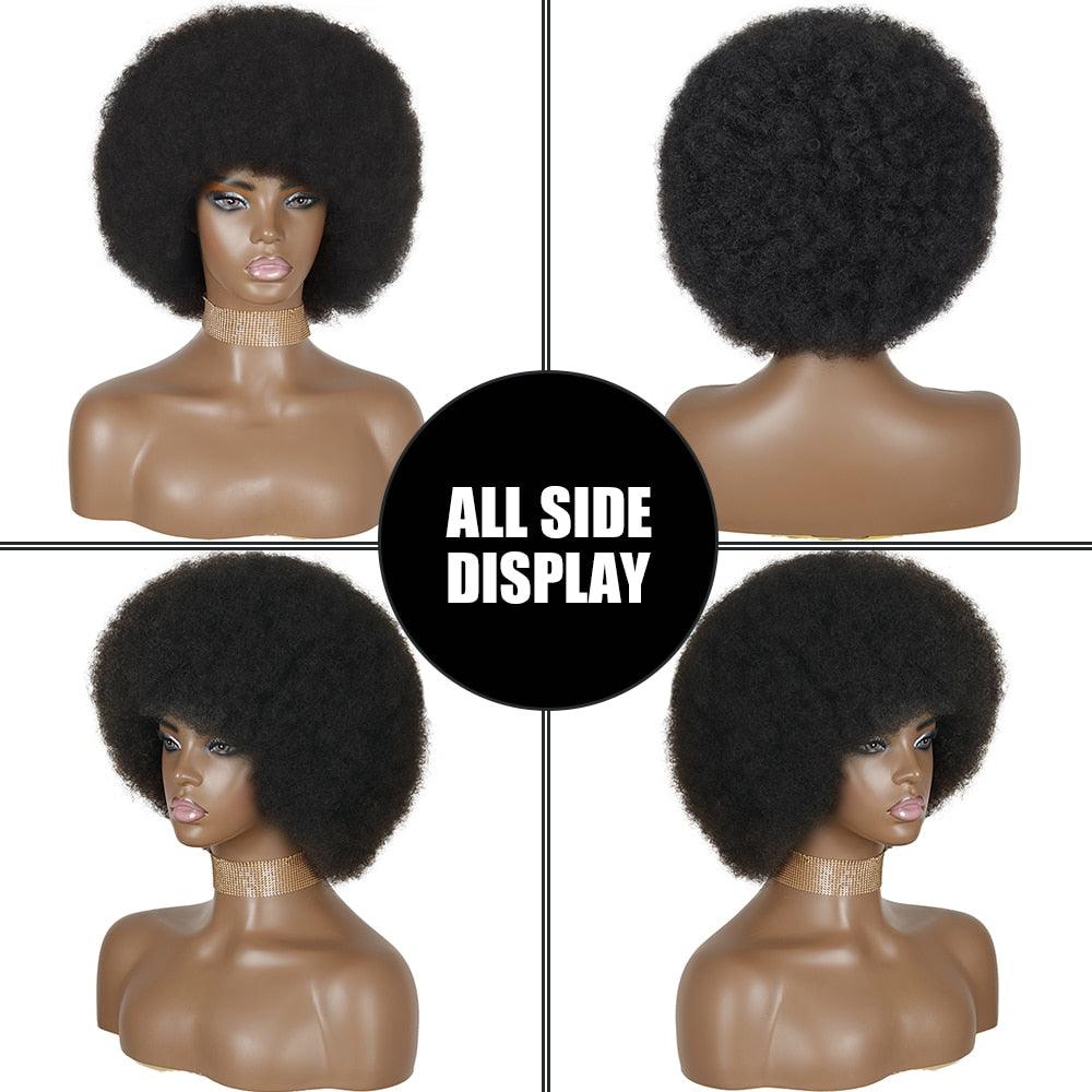 Cute Afro Wig Women Short Fluffy Hair Wigs with Bangs For Black Women Kinky curly Synthetic Hair For Party Dance Cosplay Wigs For Black Women Cosplay Wigs For Women