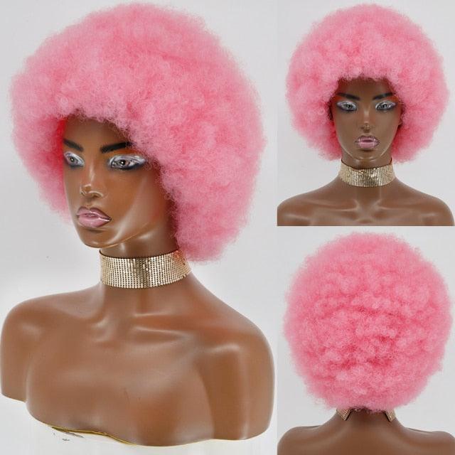 Cute Afro Wig Women Short Fluffy Hair Wigs with Bangs For Black Women Kinky curly Synthetic Hair For Party Dance Cosplay Wigs For Black Women Cosplay Wigs For Women