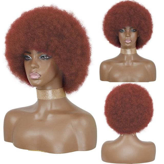 Cute Afro Wig Women Short Fluffy Hair Wigs with Bangs For Black Women Kinky curly Synthetic Hair For Party Dance Cosplay Wigs For Black Women Cosplay Wigs For Women