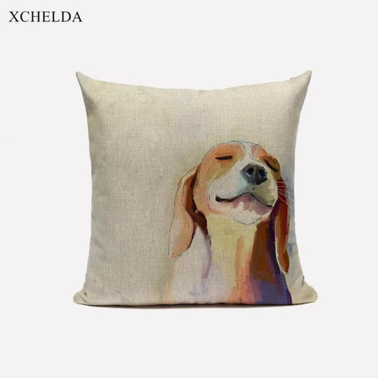 Cute Dog Pillow Cover Beagle Water Color Animal Pillowcases 45*45 40*40 For Children Kids Room Decor Cushion Cover