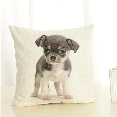 Cute Pet Dog Printed Cushion Cover Linen Pillow Cover Decorative Throw Pillow Cover For Sofa Chair Home