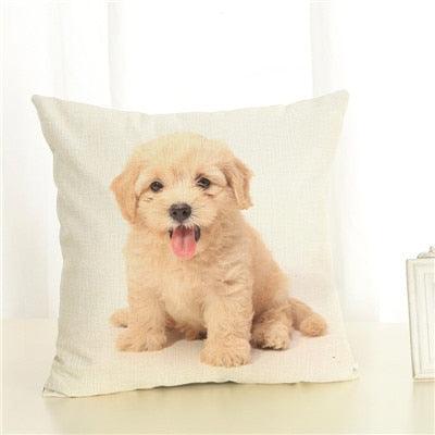Cute Pet Dog Printed Cushion Cover Linen Pillow Cover Decorative Throw Pillow Cover For Sofa Chair Home