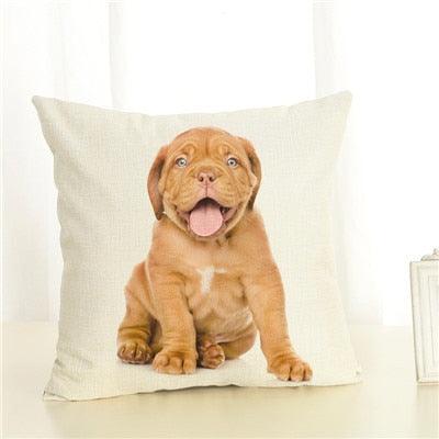 Cute Pet Dog Printed Cushion Cover Linen Pillow Cover Decorative Throw Pillow Cover For Sofa Chair Home