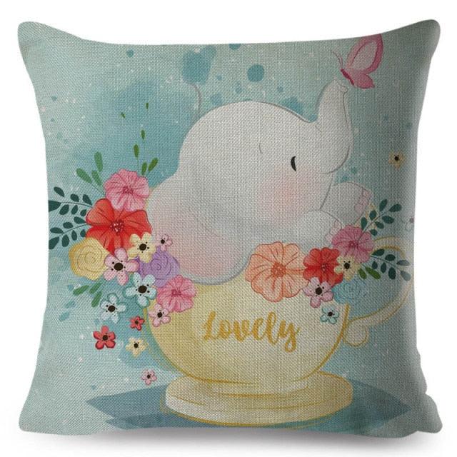 Cute Pillow Cover Cartoon Giraffe Fox Reindeer Animal Nordic Polyester Cotton Cushion Cover For Sofa Home Kids Room Decor Throw Pillow Cases Cartoon Animal Woodland Decorative Cotton Cushion Cover Home Baby Room Decor Standard Pillowcase