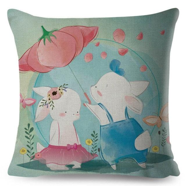 Cute Pillow Cover Cartoon Giraffe Fox Reindeer Animal Nordic Polyester Cotton Cushion Cover For Sofa Home Kids Room Decor Throw Pillow Cases Cartoon Animal Woodland Decorative Cotton Cushion Cover Home Baby Room Decor Standard Pillowcase