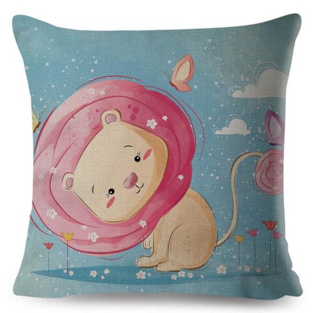 Cute Pillow Cover Cartoon Giraffe Fox Reindeer Animal Nordic Polyester Cotton Cushion Cover For Sofa Home Kids Room Decor Throw Pillow Cases Cartoon Animal Woodland Decorative Cotton Cushion Cover Home Baby Room Decor Standard Pillowcase