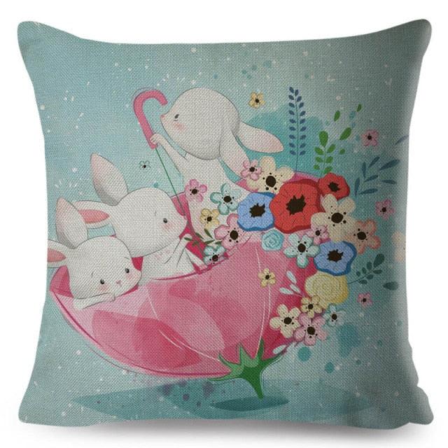 Cute Pillow Cover Cartoon Giraffe Fox Reindeer Animal Nordic Polyester Cotton Cushion Cover For Sofa Home Kids Room Decor Throw Pillow Cases Cartoon Animal Woodland Decorative Cotton Cushion Cover Home Baby Room Decor Standard Pillowcase