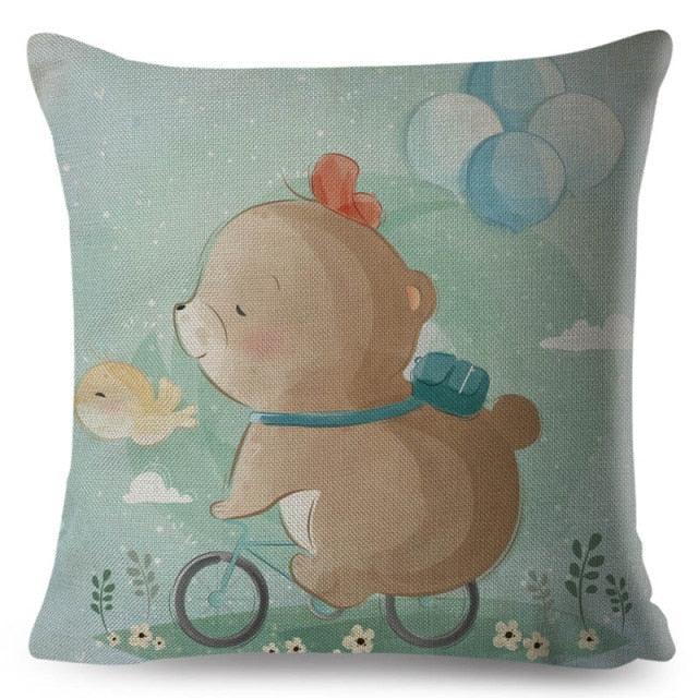 Cute Pillow Cover Cartoon Giraffe Fox Reindeer Animal Nordic Polyester Cotton Cushion Cover For Sofa Home Kids Room Decor Throw Pillow Cases Cartoon Animal Woodland Decorative Cotton Cushion Cover Home Baby Room Decor Standard Pillowcase