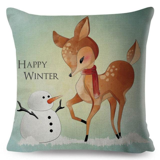 Cute Pillow Cover Cartoon Giraffe Fox Reindeer Animal Nordic Polyester Cotton Cushion Cover For Sofa Home Kids Room Decor Throw Pillow Cases Cartoon Animal Woodland Decorative Cotton Cushion Cover Home Baby Room Decor Standard Pillowcase