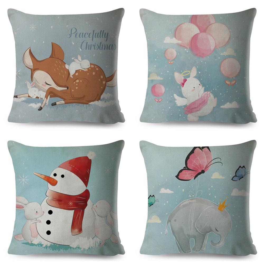 Cute Pillow Cover Cartoon Giraffe Fox Reindeer Animal Nordic Polyester Cotton Cushion Cover For Sofa Home Kids Room Decor Throw Pillow Cases Cartoon Animal Woodland Decorative Cotton Cushion Cover Home Baby Room Decor Standard Pillowcase