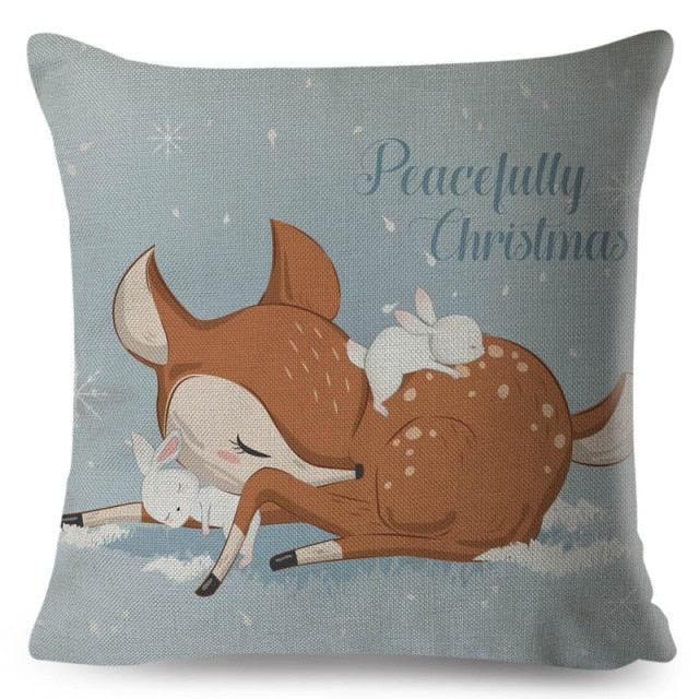 Cute Pillow Cover Cartoon Giraffe Fox Reindeer Animal Nordic Polyester Cotton Cushion Cover For Sofa Home Kids Room Decor Throw Pillow Cases Cartoon Animal Woodland Decorative Cotton Cushion Cover Home Baby Room Decor Standard Pillowcase