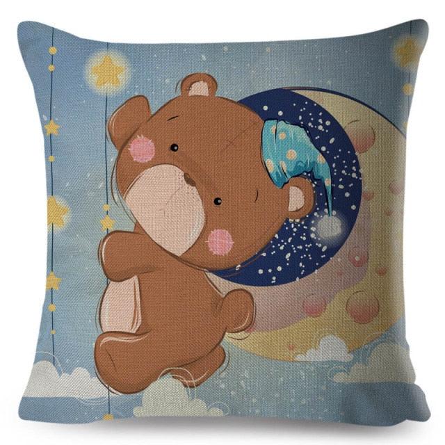 Cute Pillow Cover Cartoon Giraffe Fox Reindeer Animal Nordic Polyester Cotton Cushion Cover For Sofa Home Kids Room Decor Throw Pillow Cases Cartoon Animal Woodland Decorative Cotton Cushion Cover Home Baby Room Decor Standard Pillowcase