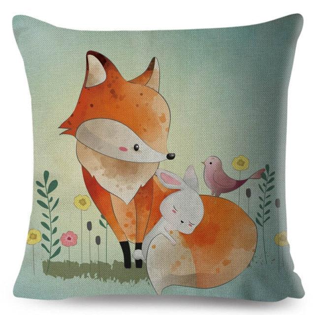 Cute Pillow Cover Cartoon Giraffe Fox Reindeer Animal Nordic Polyester Cotton Cushion Cover For Sofa Home Kids Room Decor Throw Pillow Cases Cartoon Animal Woodland Decorative Cotton Cushion Cover Home Baby Room Decor Standard Pillowcase